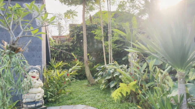 Lush garden view from the villa at Jambangan Bali Villa Ubud